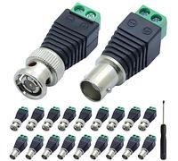 Xiatiaosann Conector balun macho BNC y conector balun hembra BNC, enchufe de terminal de conector coaxial Cat5 a BNC, con destornillador (paquete de 20)