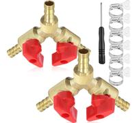 Xiatiaosann Conector de manguera de 3 vías Válvula de bola de liberación rápida de gas Montaje en forma de Y Tubo de púas Latón dividido 5/16" 8 mm para agua, aceite, gas, riego de jardín, 2 piezas