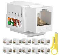 Xiatiaosann Conector Keystone RJ45 Cat6, 10PCS Ethernet Jack de Pared Acoplador en Línea Compatible con Cat5 / 5e / 6 - Acoplador de Red Cat6