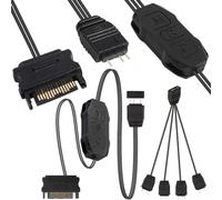 Xiatiaosann Controlador ARGB de 5 V y 3 pines, fuente de alimentación SATA, control remoto de rayas ligeras con cable divisor ARGB 1 hembra a 4 macho