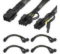Xiatiaosann GPU VGA Divisor PCIE de 6 pines a 2X 8Pin(6+2) Cable de alimentación 18AWG PCI Express Graphics Tarjeta de video, 6Pin hembra a 2X 8Pin Cable adaptador macho, 4 piezas