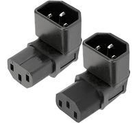 Xiatiaosann IEC macho C14 a C13 hembra 90 grados hacia abajo adaptador de extensión de alimentación en ángulo recto para PDU y UPS, conector IEC320 de 3 pines 250V 10A