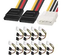 Xiatiaosann - Paquete de 10 SATA a Molex, 4 pines LP4 macho a doble adaptador de cable de alimentación SATA hembra de 15 pines para disco duro SATA DVD