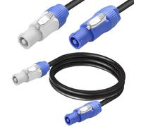 Xiatiaosann para Powercon cable alimentación 3 pines para Powercon cable extensión alimentación macho a macho, entrada azul a salida gris, para altavoz luz cabeza móvil con haz pantalla LED