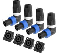 Xiatiaosann para Speakon conector 4 polos en ángulo recto altavoz para Neutrik Cable de audio de Serie NL4 NL2, 90 grados Enchufe de altavoz de Enchufe de montaje en panel macho hembra, 8 piezas