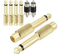Xiatiaosann RCA a 6,35 mm 1/4 "Plug Jack Mono Macho a RCA Hembra Adaptador de audio Convertidor Conector para mezclador, 6 PCS