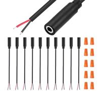 Xiatiaosann Reemplazo de 3,5 mm enchufe hembra al cable desnudo, conector de gato femenino de 1/8 "al cable de audio mono de 2 polos de extremo abierto con tapas de alambre (10 paquete)