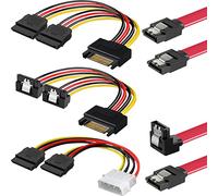Xiatiaosann SATA Cable DATA Power Splitter SSD HDD Cable, Molex 4 pines a 2x SATA 15 pines Cable de alimentación, SATA Y Splitter, 5 piezas Kit de cable de disco duro