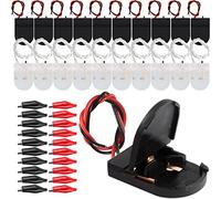 Xiatiaosann Soporte de batería CR2032 Caja de caja de batería de celda de moneda de botón de 3V, 20 piezas Enchufe de batería con interruptor de encendido y apagado y cable, 20 piezas