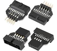 Xiatiaosann USB 2.0 de 9 pines a USB 3.0 de 20 pines Adaptador de placa base Convertidor de encabezado, Carcasa de computadora PC IDC 9 pines hembra - Placa base IDC 20 pines macho, 4 piezas