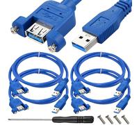 Xiatiaosann USB3.0 USB A Cable de extensión de montaje en panel, USB A macho a hembra de carga y cable de extensión de datos con destornillador, tornillos (4 Pack)