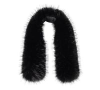 xiatty Cuello de piel sintética para mujer, ribete para capucha, repuesto para abrigo de invierno, parka, chaquetas unisex como piel real, suave y esponjosa, Negro -, 25.6"/65CM