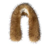 xiatty Cuello de piel sintética para mujer, ribete para capucha, repuesto para abrigo de invierno, parka, chaquetas unisex como piel real, suave y esponjosa, Marrón, 29.5"/75CM