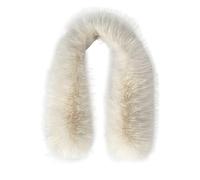 xiatty Cuello de piel sintética para mujer, ribete para capucha, repuesto para abrigo de invierno, parka, chaquetas unisex como piel real, suave y esponjosa, Blanco sucio, 29.5"/75CM