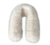 xiatty Cuello de piel sintética para mujer, ribete para capucha, repuesto para abrigo de invierno, parka, chaquetas unisex como piel real, suave y esponjosa, Punta de tinte blanco, 25.6"/65CM