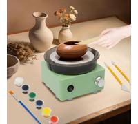 XIAYUHE Juego de mini discos de alfarería, 30 W, máquina eléctrica para principiantes, control de velocidad de 0-140 rpm, plato giratorio de 15 cm, con 8 herramientas de escultura, 2 bloques de