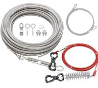 XiaZ - Cable de Amarre para Perros, 15,2 m, para Perros de hasta 90,7 kg, Resistente, para jardín, Camping y Exteriores, con Correa elástica de 3 m con Muelle