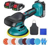 XIAZIR Pulidor de búfer inalámbrico de 6 pulgadas con 2 baterías de litio de 21 V 2000 mAh y 13 accesorios para coche, 6 velocidades variables de 5500 rpm