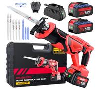 XIAZIR Sierra Sable eléctricas inalámbricas de motor brushless 3500 CPM, podadora de 2×21V 4000mAh Baterías Alto Rendimiento, Juego de 8 Hojas para Madera, Metal, PVC y Plástico, para árboles, jardín