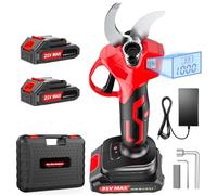 XIAZIR Tijeras de podar eléctricas inalámbricas de 35 mm con motor brushless, podadora de jardín con pantalla LCD, 2×21V 2000mAh Baterías y hoja de acero SK5, potente cortarramas para árboles, jardín