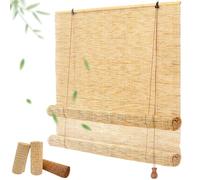 XIBANY Cortinas Bambu Exterior Persianas De Caña Enrollables Natural Anti-UV Fácil De Instalar Persianas Romanas para Terraza Jardín Porche 45 65 80 100 120 130 145 160 180cm Blackout Estor Bambu