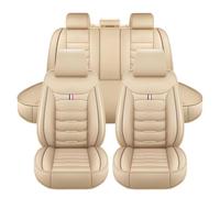 XIBANY Fundas de Asiento para Coche para Honda Civic EJ1 EJ7 Coupe/EM FG Coupe/FK2 Type R FN2 Type R, Juego Completo 5 Plazas, Cuero PU Impermeable Transpirable, Protección Antirayaduras,E Beige