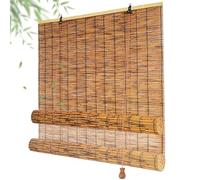 XIBANY Persianas Enrollables Exterior Cortina De Bambú Natural Estores De Bambú Cortinas De Cana Bambu10 45 60 80 100 120 150 180cm para Terraza Jardín Blackout Estor Bambu Anti-UV Cortina De Caña