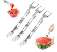 XIBDGNTNE Cortador de fruta plegable 2 en 1 de acero inoxidable, rebanador de sandía plegable, cuchillo portátil de doble filo, ideal para camping y picnic - Fácil de cortar