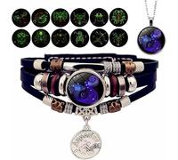 XIBDGNTNE Pulsera de Manifestación del Zodiaco, Pulseras de 12 Constelaciones que Brillan en la Oscuridad, Pulsera Trenzada Ajustable de Múltiples Capas, Perlas Vintage
