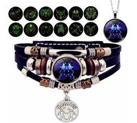 XIBDGNTNE Pulsera de Manifestación del Zodiaco, Pulseras de 12 Constelaciones que Brillan en la Oscuridad, Pulsera Trenzada Ajustable de Múltiples Capas, Perlas Vintage