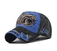 XibeiTrade Gorra de béisbol bordada de algodón vintage desgastado con diseño de tiburón para hombres y mujeres, azul celeste, M