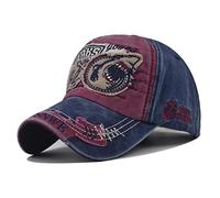 XibeiTrade Gorra de béisbol con diseño de tiburón, vintage, de algodón, bordada, para hombre y mujer Vino Rojo M