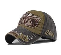 XibeiTrade - Gorra de béisbol de algodón con diseño de tiburón, estilo vintage desgastado, con bordado, tipo snapback, para hombres y mujeres, marrón, M