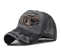 XibeiTrade Gorra de béisbol de algodón con diseño de tiburón, estilo vintage desgastado, con bordado, tipo snapback, para hombres y mujeres, gris, M