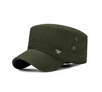 XibeiTrade Sombrero vintage del ejército de cadete retro militar plano superior béisbol papá sombrero de sol al aire libre deportes sombrero, verde