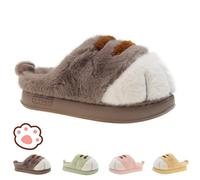 XIBHDN Cat Paw Slippers,Cute Funny 3d Cat Paw Cartoon Slippe,Cat Paw Slippers for Women (Khaki, Adulto, Hombre, 40, Números (rango), Sistema tallas calzado EU, 41, mediano)