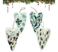 XIBHDN Embroidery Christmas Ornament Kits, Christmas Ornament Embroidery Kit, Diy Heart Shaped Hand Embroidered Christmas Ornament/Ornament Kits (4pcs-B)