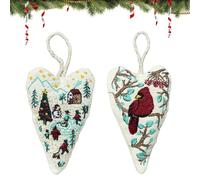 XIBHDN Embroidery Christmas Ornament Kits, Christmas Ornament Embroidery Kit, Diy Heart Shaped Hand Embroidered Christmas Ornament/Ornament Kits (2pcs-B)