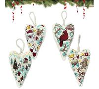XIBHDN Embroidery Christmas Ornament Kits, Christmas Ornament Embroidery Kit, Diy Heart Shaped Hand Embroidered Christmas Ornament/Ornament Kits (4pcs-A)