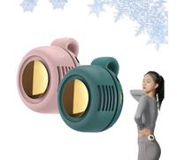 XIBHDN Portable Silent Mini Bladeless Fan Clip On, Portable silent mini bladeless electric fan, 3 Speeds Hands-Free Neck Fans Hanging Waist Clip Bladeless Fans for Girlfriend Summer Gift (Green+Pink)