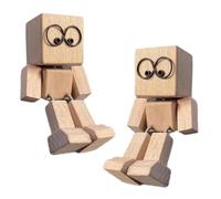 XIBHDN Shaking Wooden Man Figurine,Shakings Feet Woodens Doll Car Dashboard Decorations,Handmade Wooden Shaking Car Figurine,Wood Cars Desktop Decoration,with Magnetic Expressions (2Pcs)