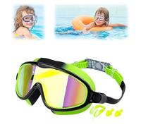 XIBHDN Suvaya Swimming Goggles,HD Children's Large Frame Waterproof and Anti-fog Swimming Goggles,Kids Swim Goggles with Nose Cover (Camouflage Green Gold Plated)