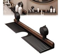 XIBHDN Walnut Suction Cup Bathroom Shelf,Wall Mounted Sink Shelf Over Faucet,Faucet Organizer Rack for Bathroom,for Toiletries, Bottles and Small Accessories (Black, 50cm)