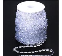 XIBIO 30m 10mm Blanco Transparente Cuentas octogonales acrílico Decoraciones for Fiesta de Boda decoración Diamante Cristal Guirnalda Luces Colgantes Cortina (Color : White Transparent)