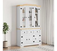 Xichuzi Aparador Corona Madera Maciza de Pino Blanco 112x43x196 cm, Aparadores para Salon, Aparador Entrada Recibidor, Aparador Cocina, Vitrinas para Salon, Muebles Auxiliares
