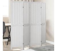 Xichuzi Biombo Separador de 4 Paneles Madera Maciza Paulownia Blanco, Biombos Separadores, Separadores Ambientes, Paraban Separador - 358721