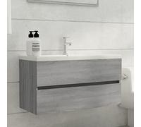 Xichuzi Mueble de Lavabo, Armario Bajo Lavabo, Madera contrachapada Gris Sonoma 90x38,5x45cm