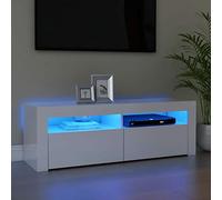 Xichuzi Mueble para TV con Luces LED, Mesa TV, Mueble TV Salon, Mueble Television, Mesa Television, Muebles De Salon, Modulos Salon, Blanco Brillante 120x35x40 cm