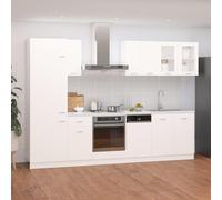 Xichuzi Muebles de Cocina 8 Piezas con Fregadero, Encimera y Módulos - Aglomerado Blanco