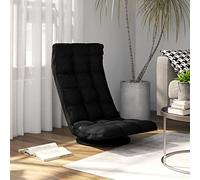 Xichuzi Silla de Suelo giratoria de Tela Negra, Asiento Acolchado con Respaldo, Sofa Gaming, Play Seat, Sillon Lectura, Silla Yoga